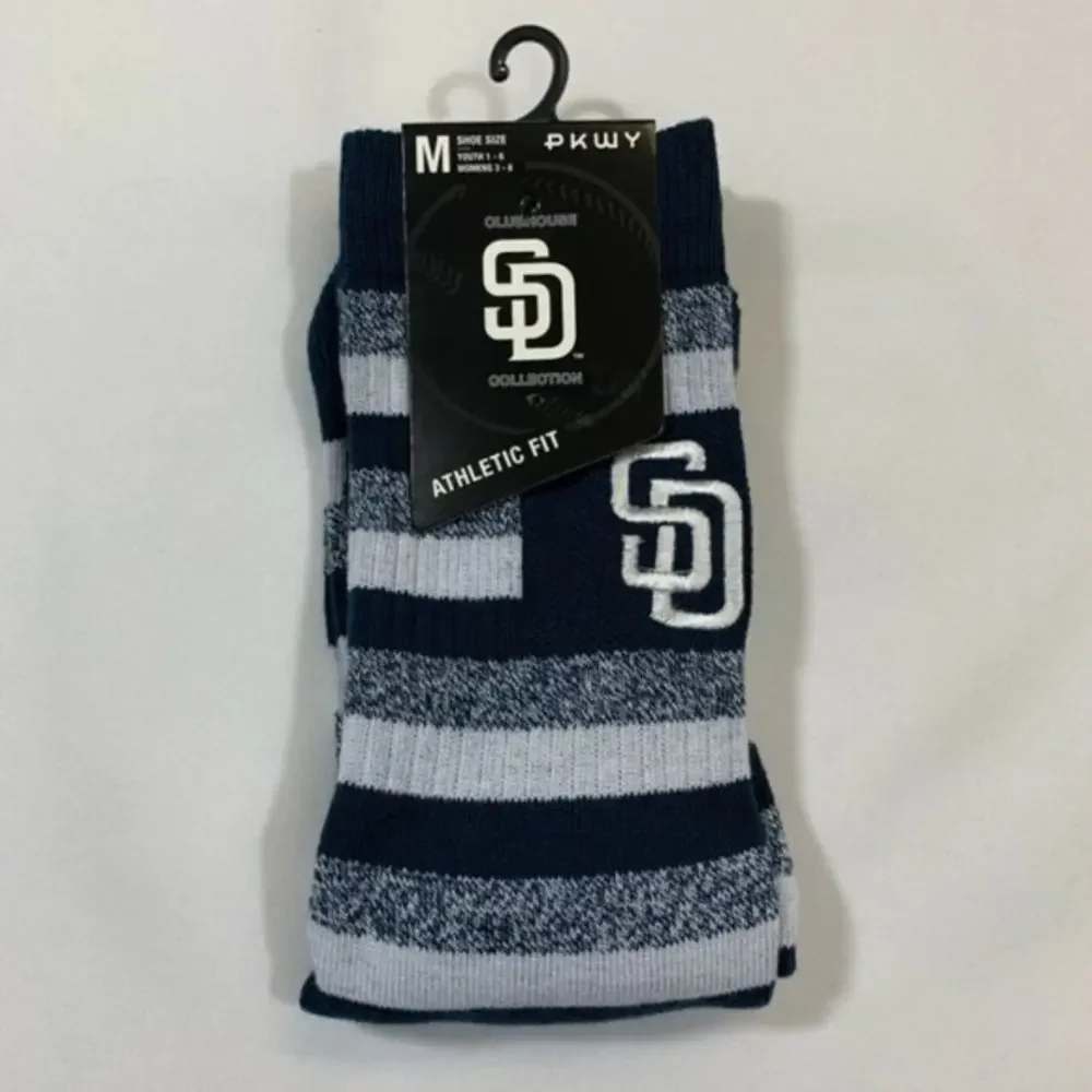 San Diego Padres PWKY‎ Athletic Fit Socks Boy's Size M Navy Blue Tatis Machado